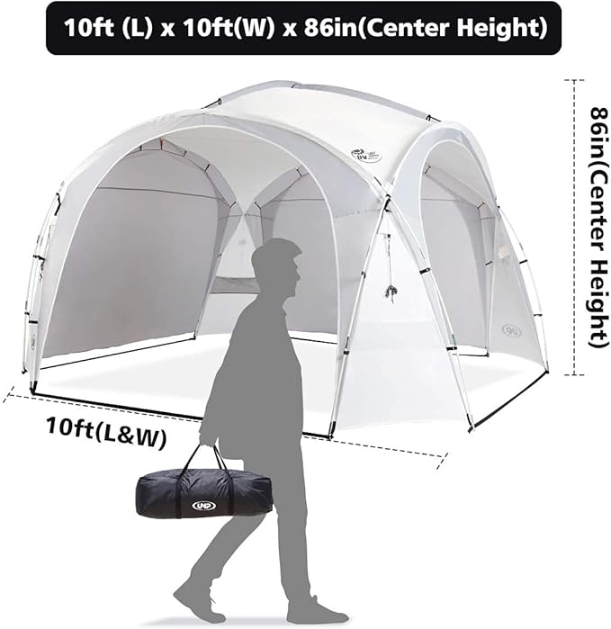 UNP Easy Beach Tent Pop Up Canopy UPF50+ Tent with Side Wall, Ground Pegs, and Stability Poles, Sun