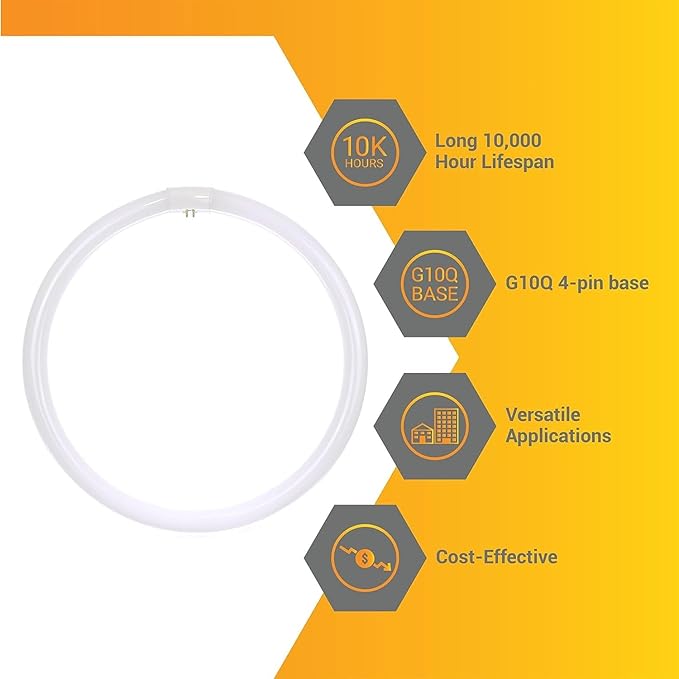 Diodesy- 16 Inch T9 Round Circline Fluorescent Light Bulb 40W 2600 Lumens 4100K Cool White G10Q