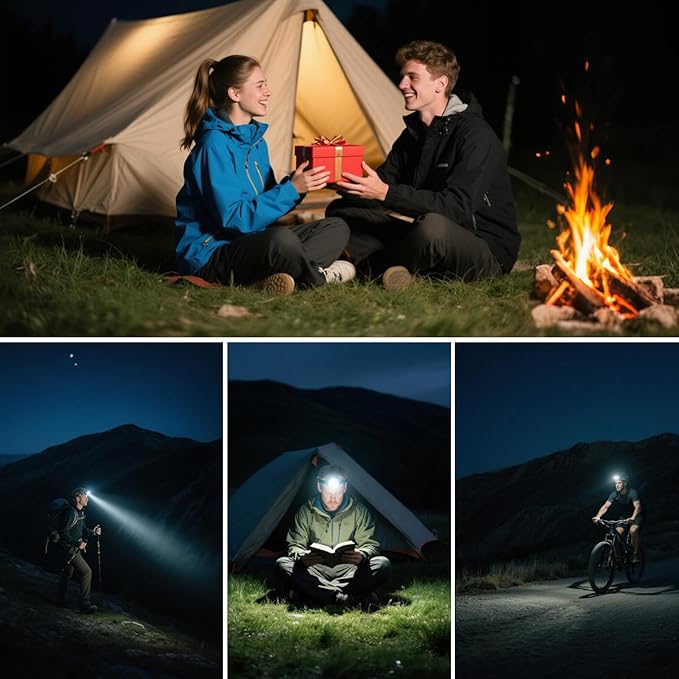 Super Bright Aluminum Headlamp, Rechargeable Headlamp High Lumen L9000, 90° Adjustable Focus Head