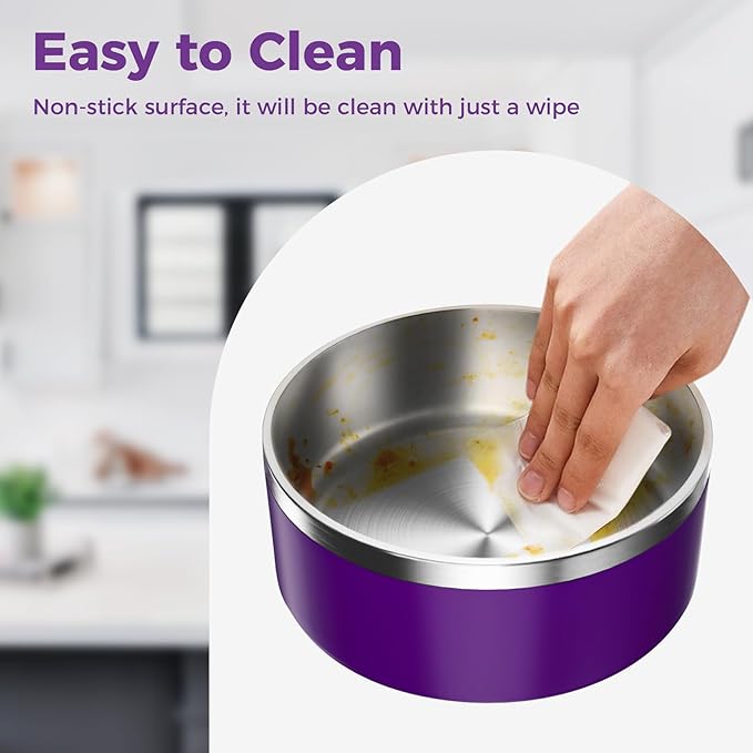 Dog Bowl, Stainless Steel Dog Food and Water Bowl with Non Slip Quiet Bottom, Easy to Clean