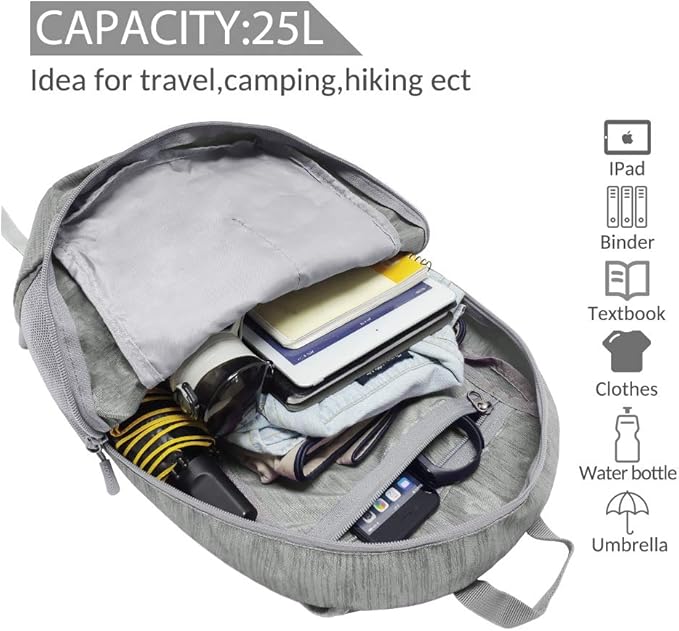 ZOMAKE 25L Ultra Lightweight Packable Backpack, Foldable Hiking Backpacks Water Resistant Small