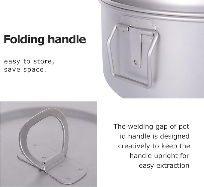 Boundless Voyage Titanium 4.5L Hanging Pot with Steaming Rack Folding Handle Outdoor Camping