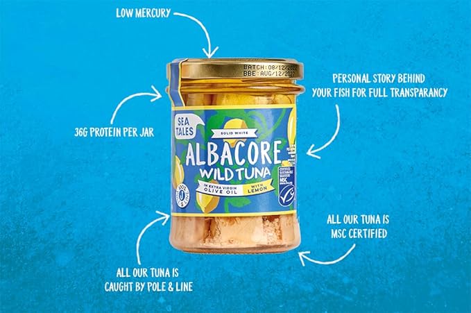 Sea Tales Albacore Fillets in Extra Virgin Olive Oil with Lemon in Jar - 100% Pole & Line Wild