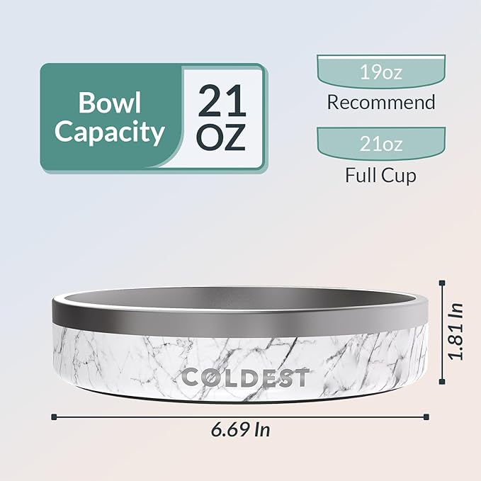 Coldest Dog Bowl - Anti Rust Metal, Non Slip, 3 Layers Insulated Stainless Steel Dog Bowls - Spill