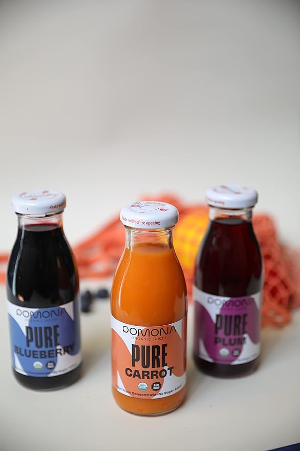 Pomona Organic Juices Pure Blueberry Juice, Cold Pressed Organic Juice, Non-GMO, No Sugar Added