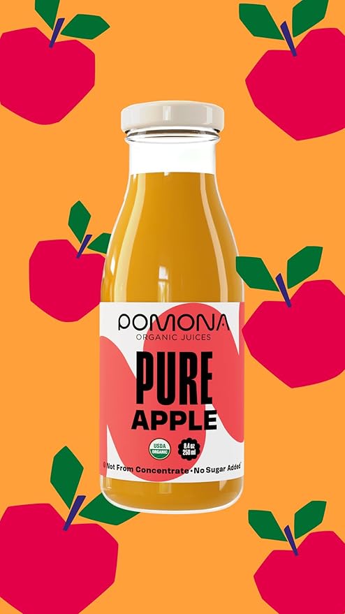 Pomona Organic Apple Juice (Pack of 12), Cold Pressed USDA Organic Juices, Apples And Lemon Juice