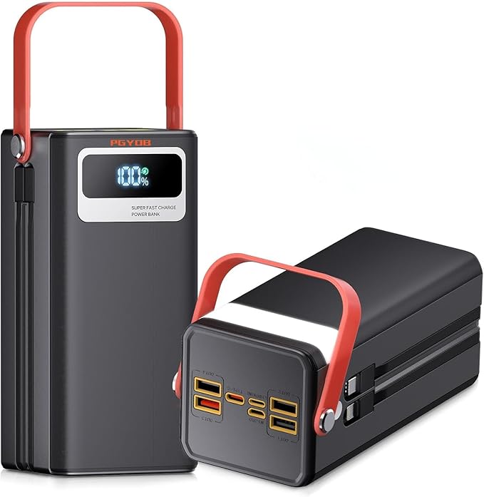 Portable Power Station 166Wh, 22.5W Fast Charging Power Bank with Built-in Cables for