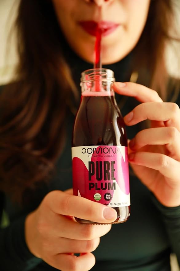 Pomona Organic Plum Juice (Pack of 12), Cold Pressed USDA Organic Juices, 100% Plums, No Added