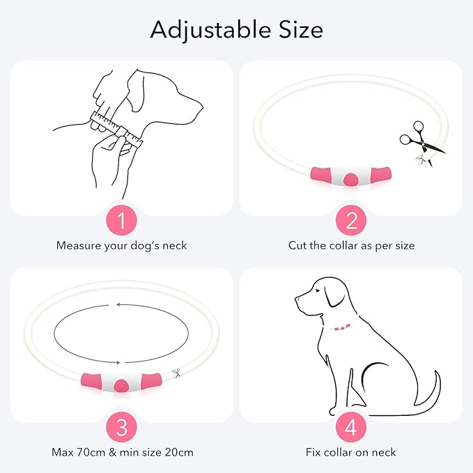 Colaseeme LED Dog Collar, Light Up Dog Collar 1 Count USB Rechargeable TPU Glow Safety Dog Necklace