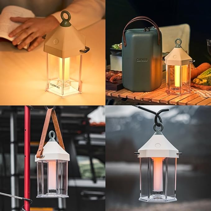 CLAYMORE Cabin Lamp (Ivory) - Aesthetic Portable Lantern for Outdoor Glamping, Camping, Events