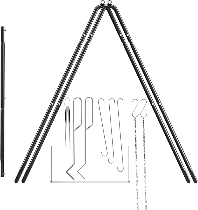 Grill Swing Campfire Cooking Stand with Stainless Steel Grill Grate for Cookware & Dutch Oven