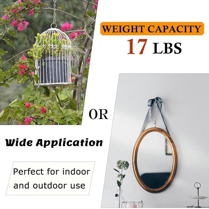 YINGFENG 197 Inch DIY Silver Hanging Basket Chains, Adjustable Length, Decorative Metal Chain with