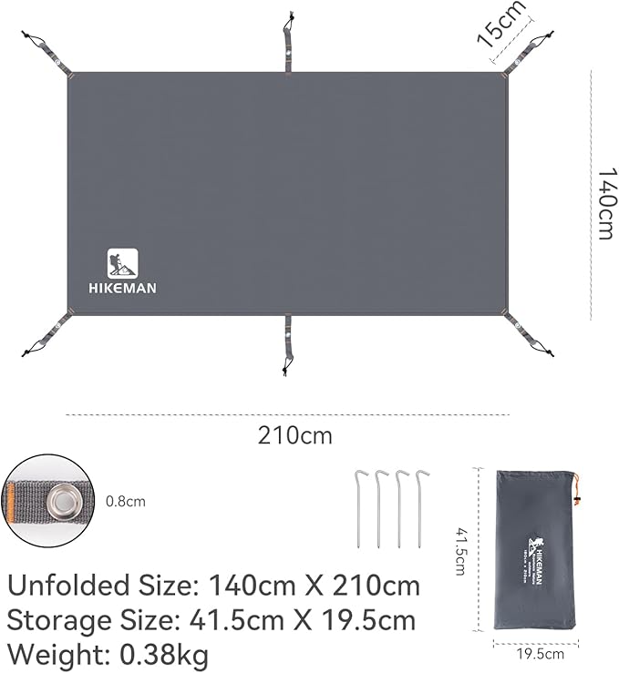 Hikeman Tent Footprint - Waterproof Camping Tarp, Heavy Duty Tent Floor Saver, Ultralight Ground