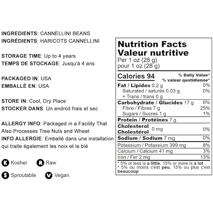 Food to Live - Cannellini Beans, 5 Pounds Dried White Kidney Beans, Sproutable, Vegan, Kosher