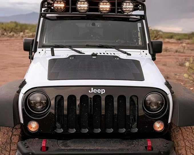Lensun 105W 12V Hood Flexible Solar Panel for Jeep Wrangler JK (2007-2018) - Off Grid Solar Power