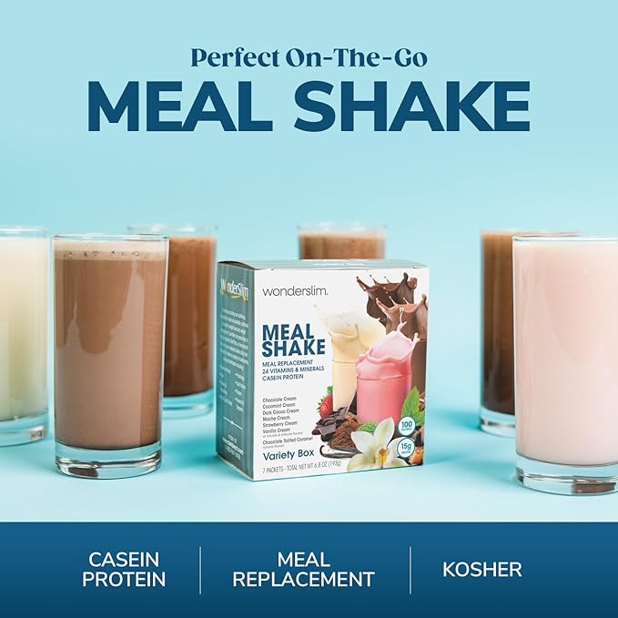 WonderSlim Meal Replacement Shake, Vanilla Cream, 15g Protein, 24 Vitamins & Minerals, Gluten Free