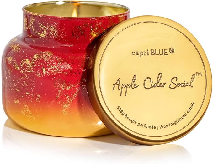 Capri Blue Scented Candles - Glimmer Collection - Ombre Glass Candle Holder - Luxury Apple Candles