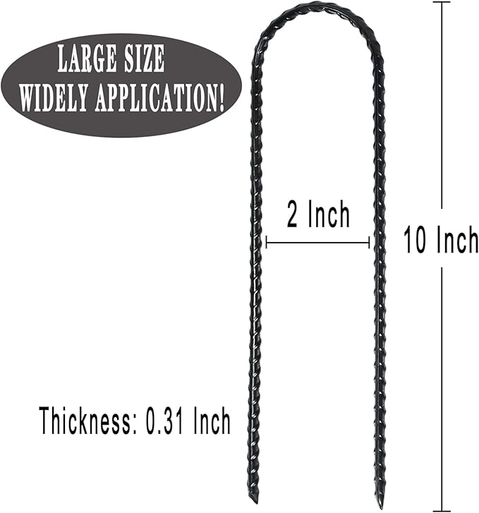 10"x2" Trampolines Wind Stakes Heavy Duty U Shape Galvanized Steel Trampoline Stakes Ground Anchors