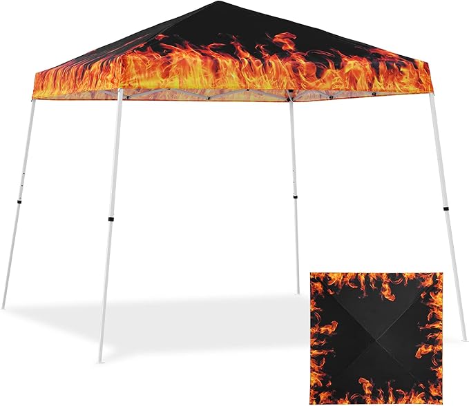 EAGLE PEAK 10x10 Slant Leg Pop-up Canopy Tent Easy One Person Setup Instant Outdoor Beach Canopy