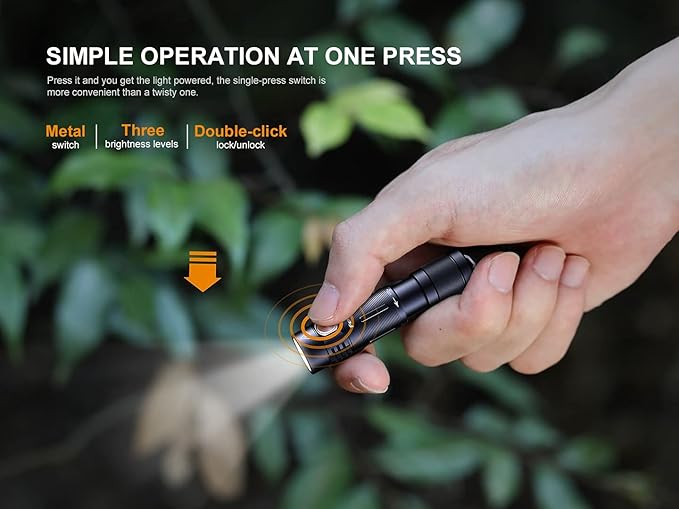 EdisonBright Fenix E05R 400 Lumen USB Rechargeable EDC Keychain Flashlight Charging Cable Carrying