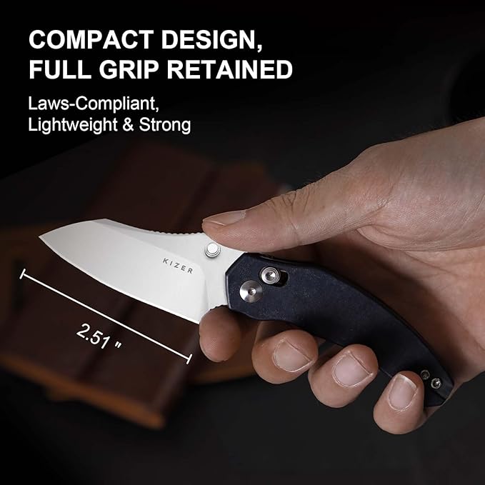 Kizer Mini Bulldog Pocket Knife, 2.5??Nitro V Sheepsfoot Blade Folding Knife, Richlite Handle