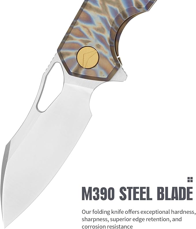 Folding Knife pocket knife EDC Knife With Clip Survival knife Camping knife - M390 Steel Titanium