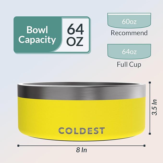 Coldest Dog Bowl - Anti Rust Metal, Non Slip, 3 Layers Insulated Stainless Steel Dog Bowls - Spill