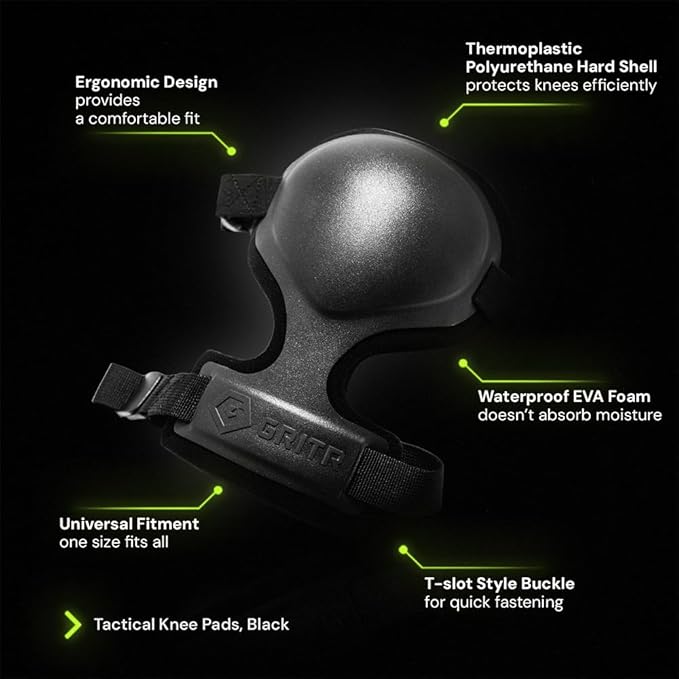 GRITR Tactical Knee Pads for Work, Hunting, Construction, Gardening, Paintball w/Foam Padding, Hard