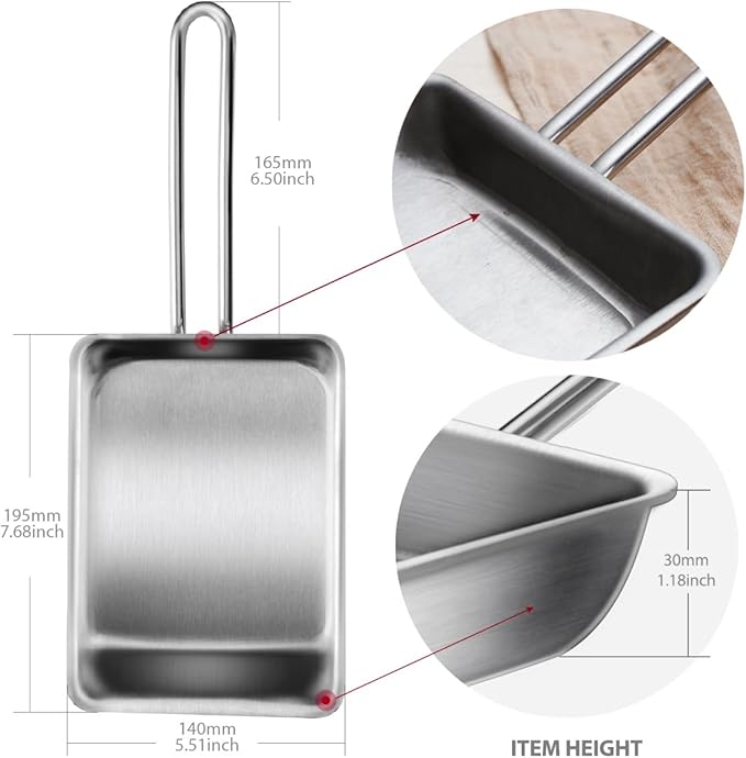 Stainless Steel Fry Pan, 3-Ply Reinforced Body, Rectangular Omelet Pan, Oven & Dishwasher Safe