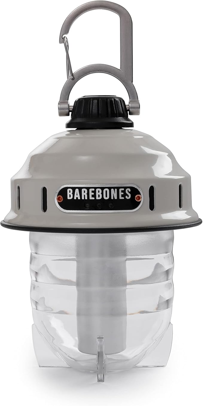 Barebones Beacon Hanging Light ??Vintage White, Rechargeable LED Camping Lantern with Adjustable
