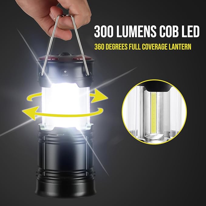 Lichamp 4 Pack Camping Lanterns Rechargeable and Battery Powered, Dual Power Source and 4 Mode