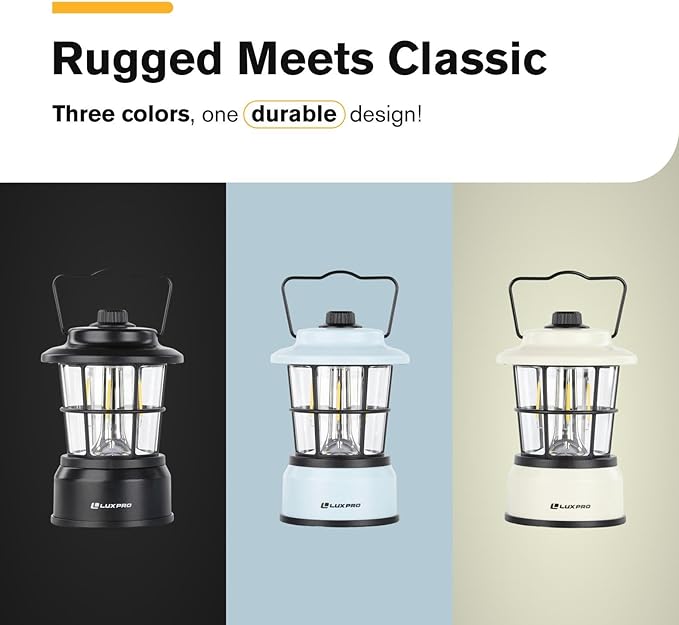 LUXPRO Retro LED Lantern - Battery-Powered Emergency Lantern - Water Resistant - Bright LED Lamp