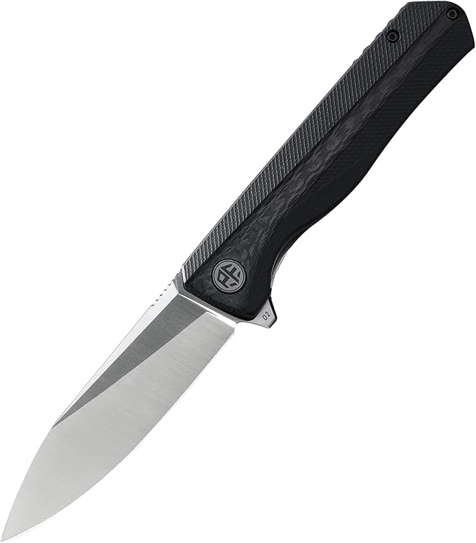 Petrified fish PF818,3.54" D2 Blade,104g G10 Handle Flipper Folding knife (Carbon fiber with G10