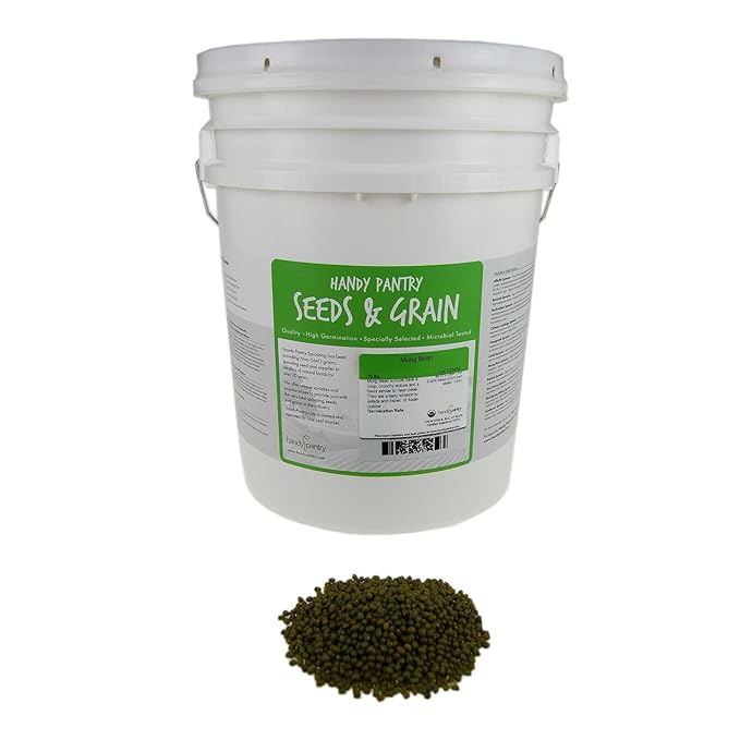 Mung Bean Sprouting Seed: 35 Lb - Organic, Non-GMO - Handy Pantry Brand - Dried Mung Beans for