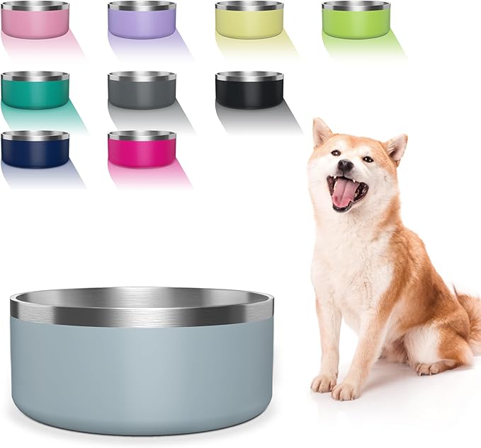 Dog Bowl, Stainless Steel Dog Food and Water Bowl with Non Slip Quiet Bottom, Easy to Clean