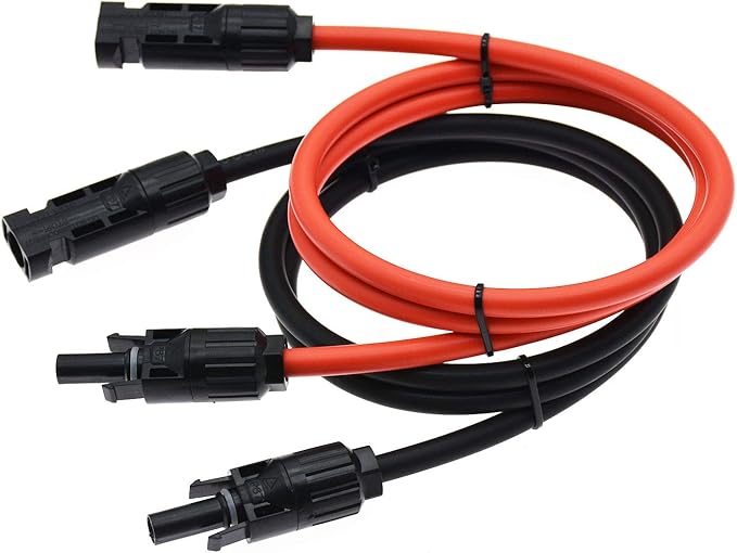 1 Pair Black + Red 10AWG(6mm²) Solar Panel Extension Cable Wire Connector Solar Adaptor Cable with