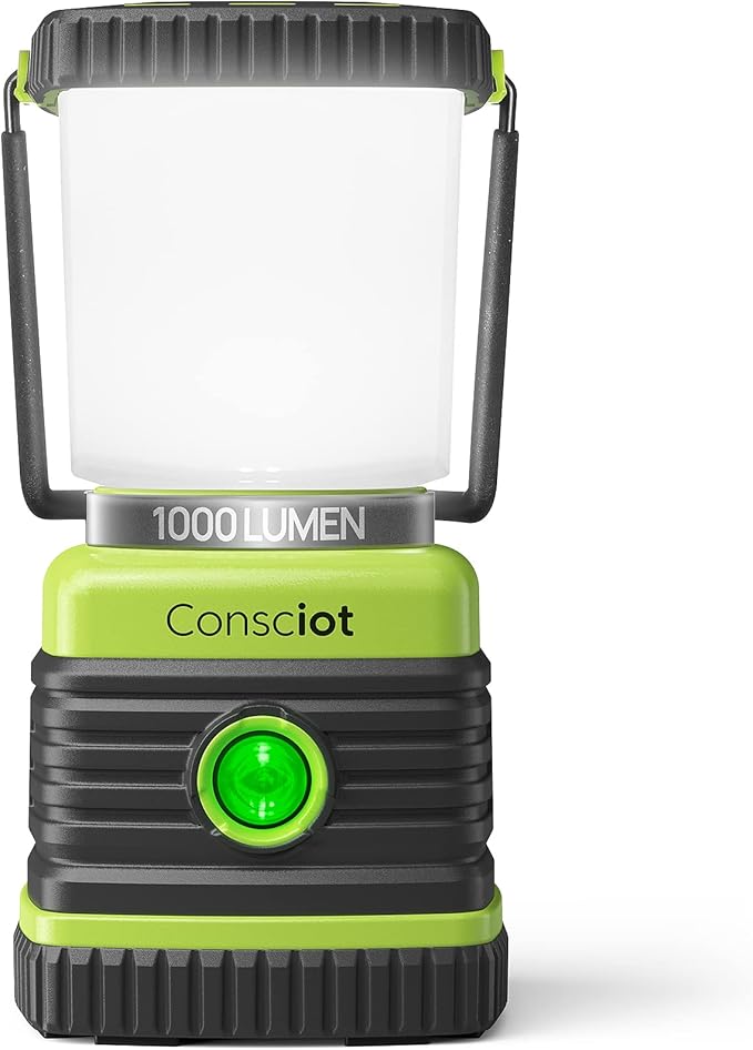 LED Camping Lantern, Consciot Battery Powered LED Lantern Flashlight, 1000LM, 4 Light Modes, IPX4