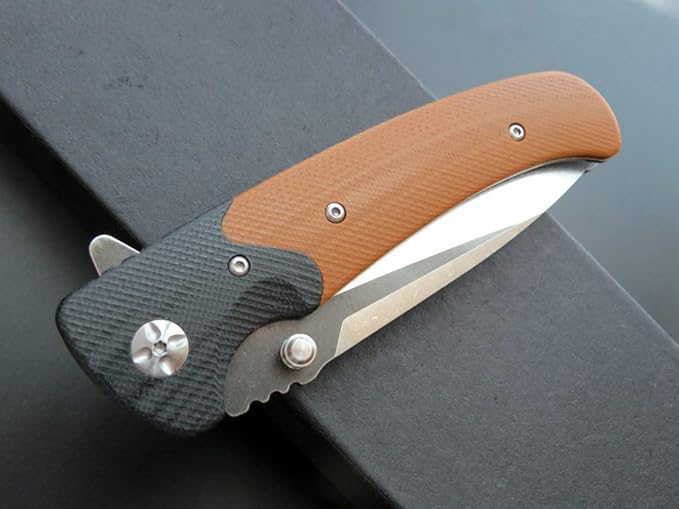 Eafengrow EF67 Pocket Knife with Metal Clip,D2 Steel Blade G10 Handle EDC folding knife Tool Liner
