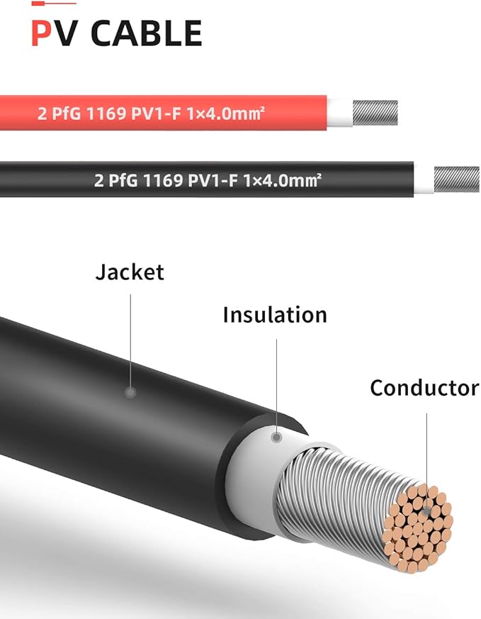 BougeRV 100Feet 10AWG Solar Extension Cable with Female and Male Connector with Extra Pair of