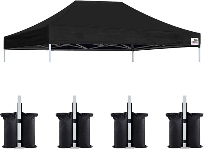 Eurmax USA Pop Up Canopy Top Gazebo Tent Cover Replacement Top Only,Bonus 4PC Pack Weight Bag