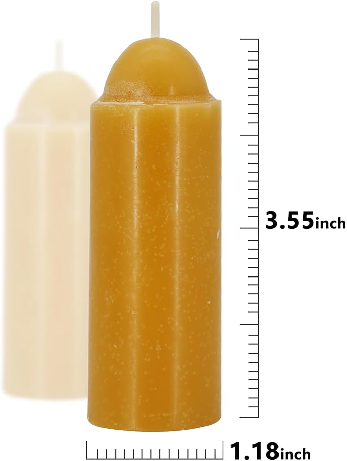 15-Hour Natural Beeswax Candles Compatible with Candle Lanterns - Smokeless Clean Long Lasting