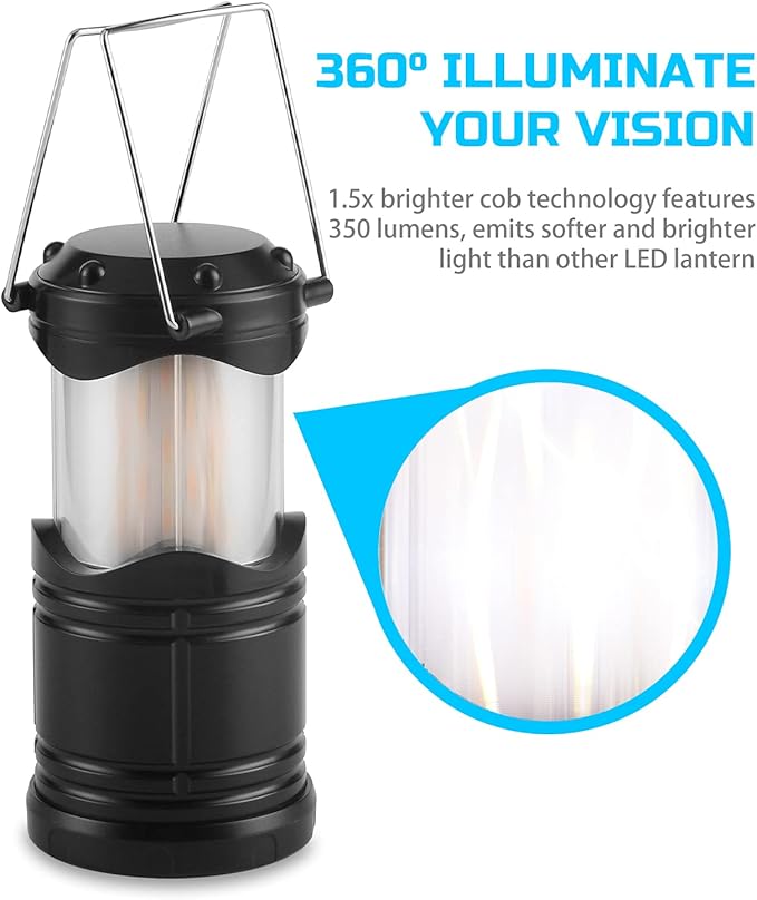 Lichamp 4 Pack LED Camping Lanterns, Collapsible Flameless Candles Tea Lights, Portable Battery