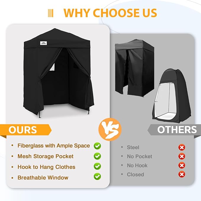 EAGLE PEAK Flex Ultra Compact 5x5 Pop-up Canopy, Sun Shelter, Changing Room, Portable Privacy
