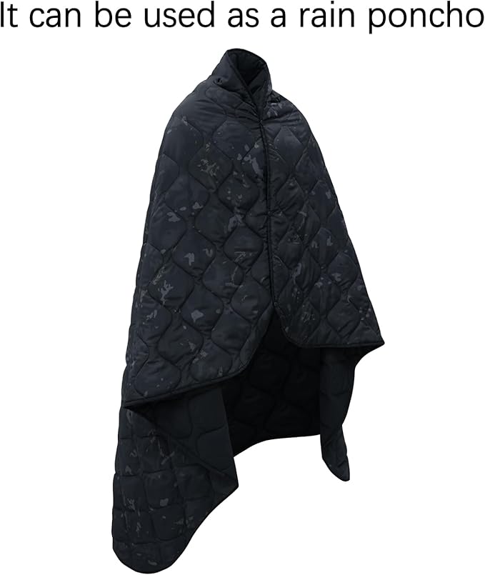 Poncho Liner Military Outdoor Camping Blanket for Travel, Beach, Grass, Picnic, Car Emergency