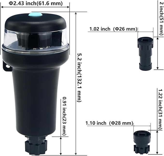 Kayak Battery Portable Navigation LED Lights Multi- Adaptors 3AA Battery Inflatable Boat Surface