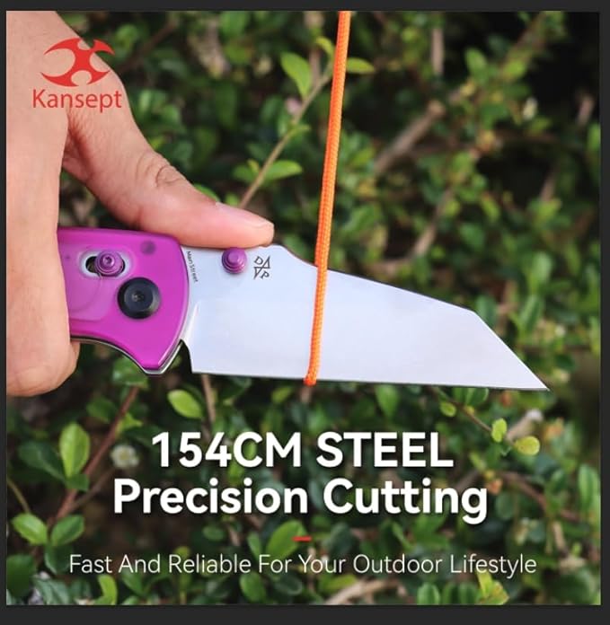 KANSEPT Main Street Pocket Folding Knife, 3.36''Stonewashed 154CM Sharp Blade, Purple Acrylic
