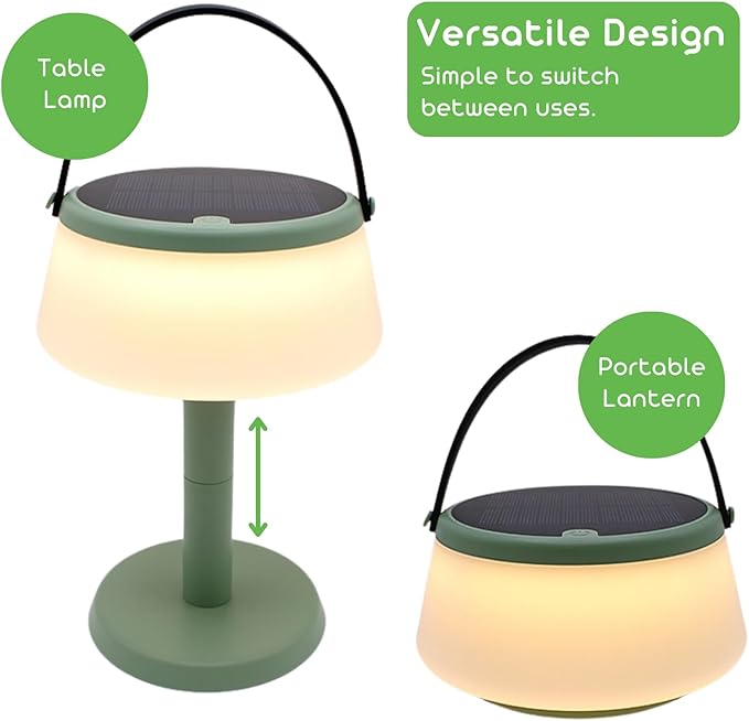 2-in-1 Portable Solar Power LED Table Lamp & Lantern - Indoor/Outdoor - Stepless Dimming
