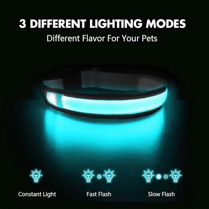 MASBRILL Light Up Dog Collars - LED Dog Collar Rechargeable Lighted Dog Collar Resistant-Water