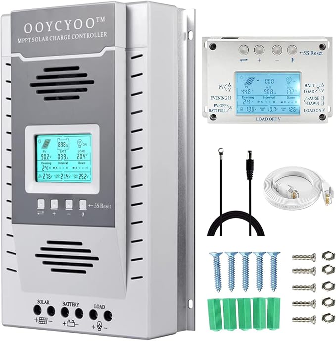 MPPT Charge Controller 100 amp 12V/24V Auto, 100A Solar Panel Charge Regulator with Blacklight LCD