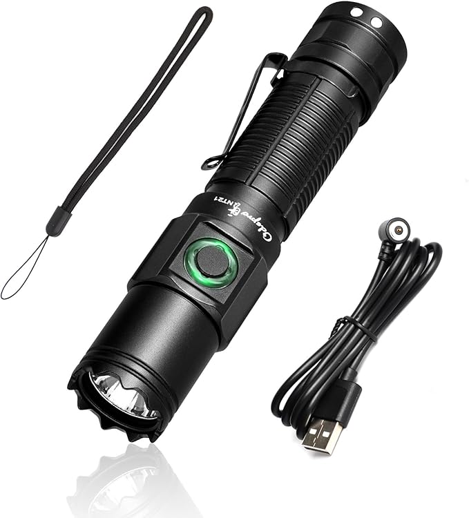 NT21 1200 Lumens Small Bright Rechargeable Flashlight with Power Display, IP67 Waterproof, 5 Light